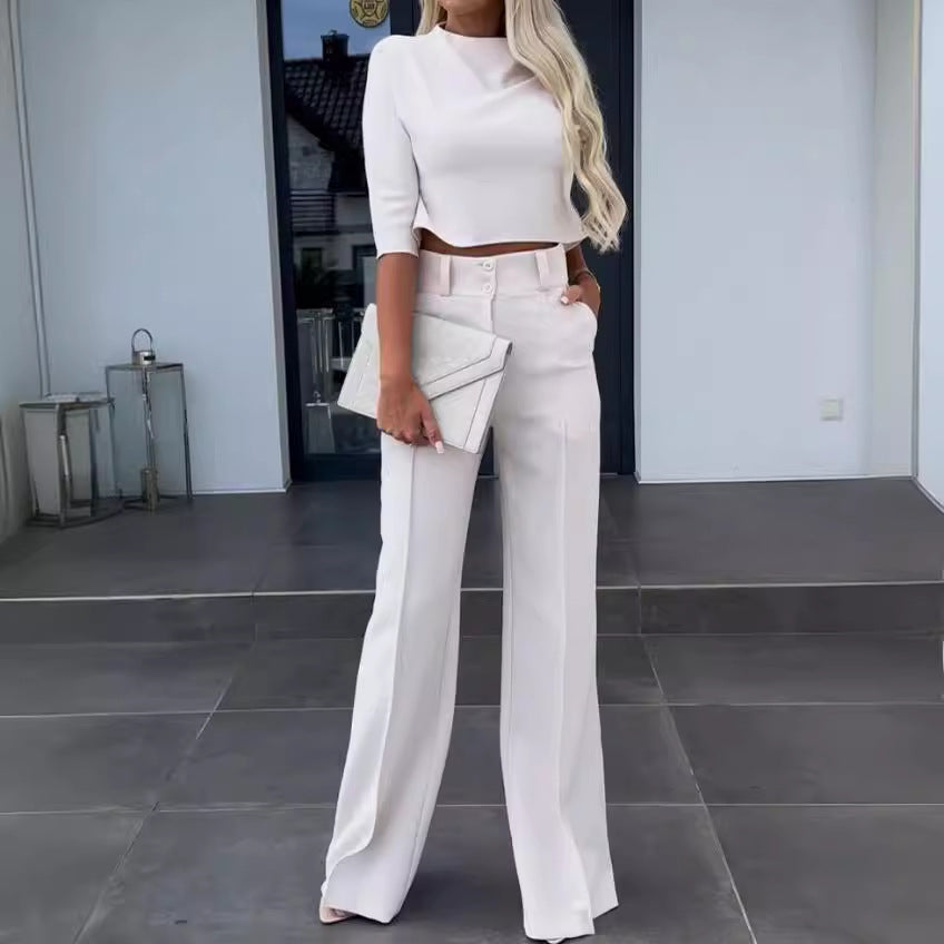 Dame elegant sæt bestående af cropped top og løse bukser Stilla
