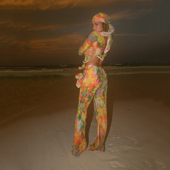 Dame luftig Strand-outfit med trendy knude-design Stilla