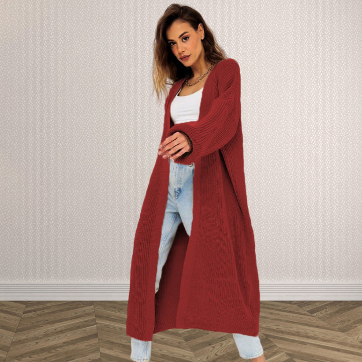 Kvinders chunky strikket cardigan med åben frontdesign og dybe lommer Stilla