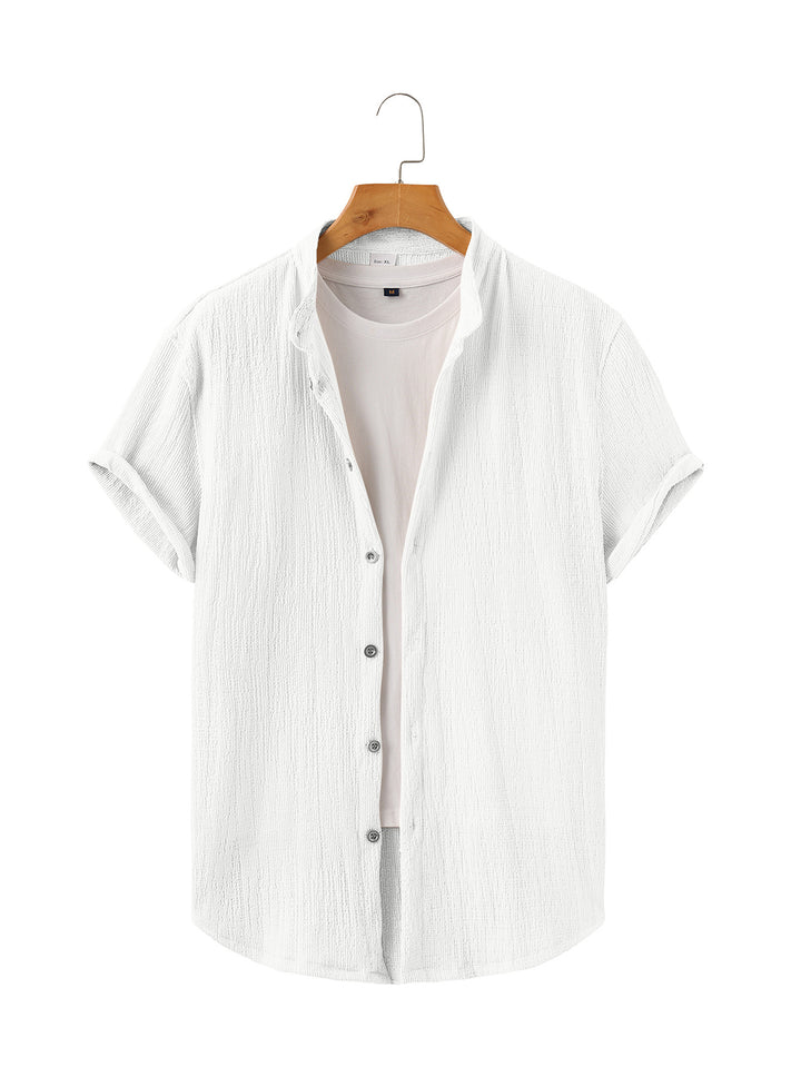 Herren nan lette krøllestruktur-overhem med oprettede ærmer afslappet overshirt-silhuet Skovae