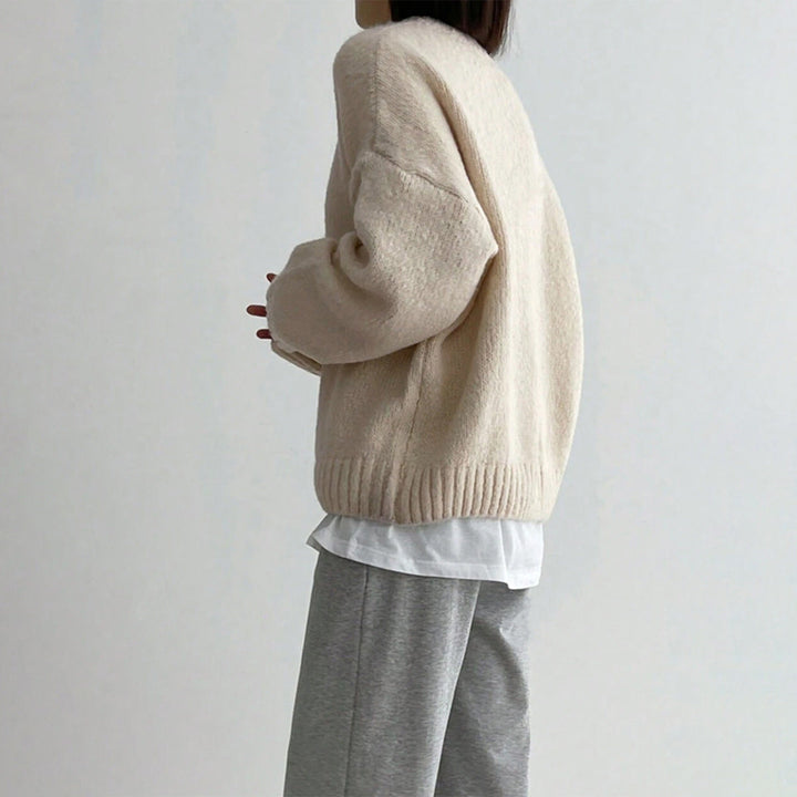 Stilla | Pullover Strikket Uld Plus Size Snit Rund Halsudskæring Ribdetaljer