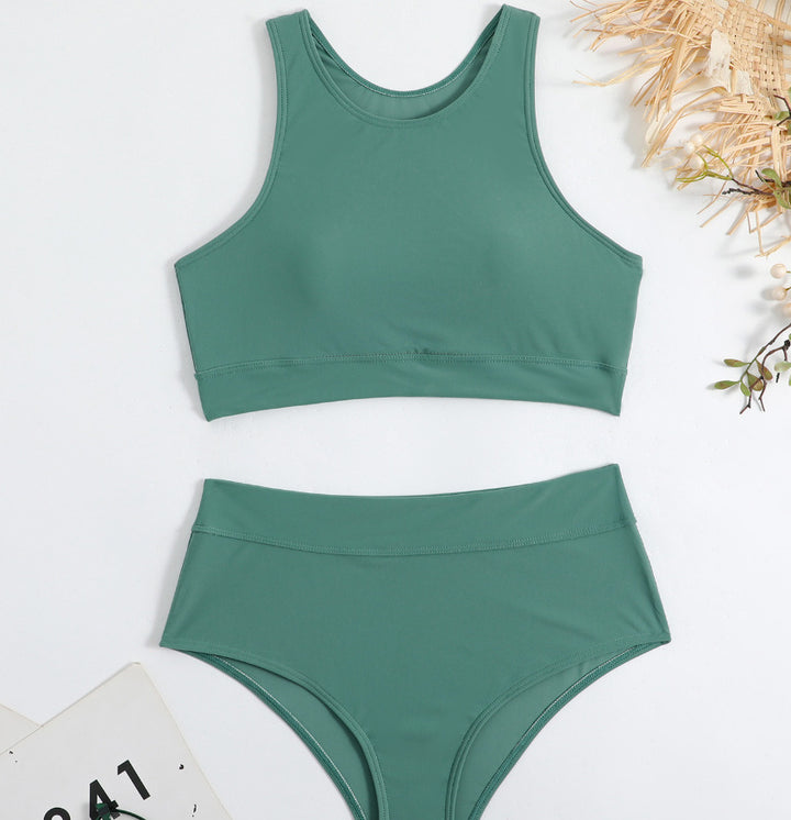 Dame Sporty Bikini-sæt med højhalset crop top og figursyet trusse Stilla