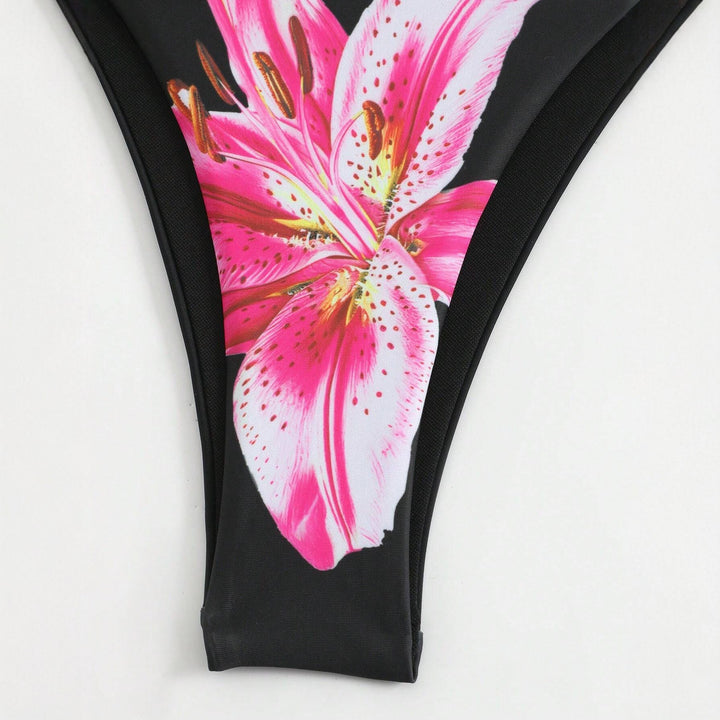 Dame bikiniset med blomster wrap nederdel Skovae