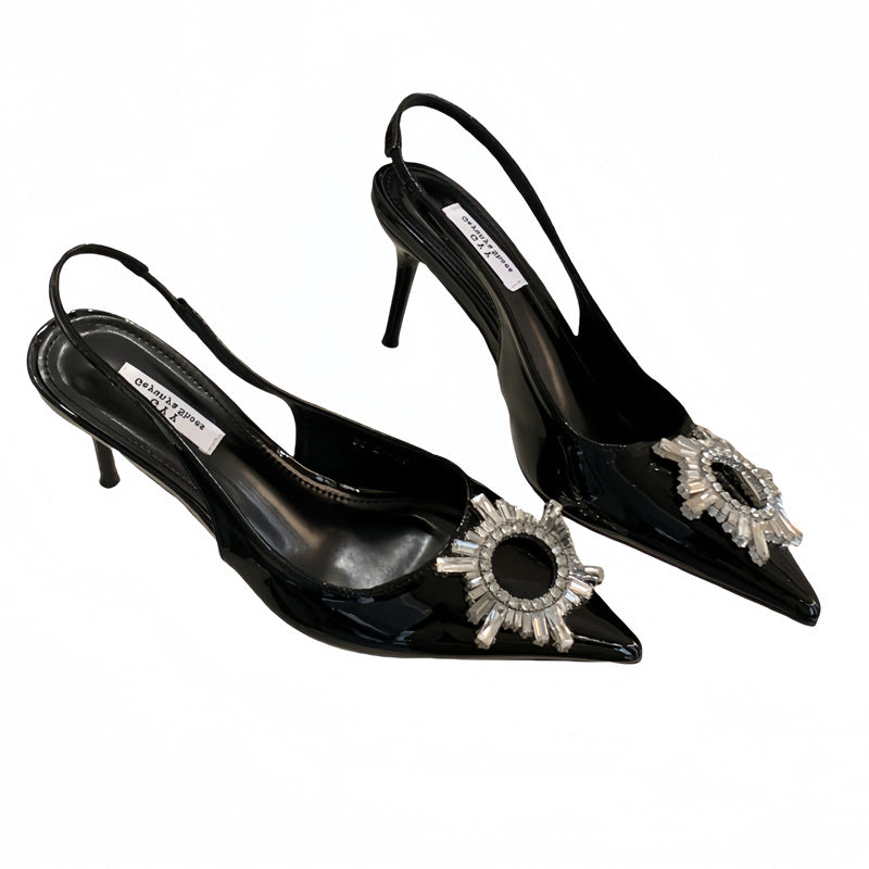 Dame Sling-Pumps med glitrende dekorelement og elegant spidsdesign Stilla