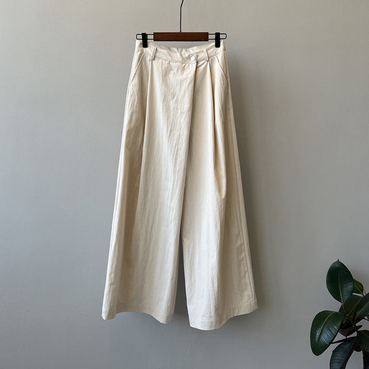 Dame bred Culotte-bukser med elegante foldedetaljer og høj talje pasform Stilla
