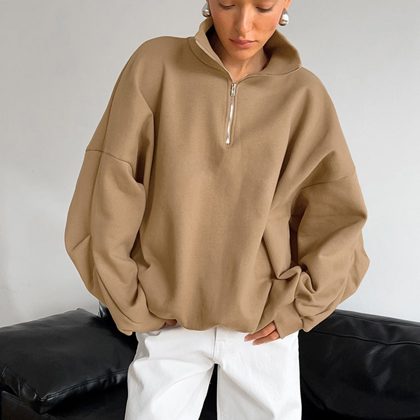 Damer afslappet hoodie med gennemgående lynlås og oversized snit Stilla