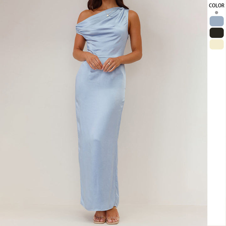 Dame elegante maxikjoler med asymmetrisk snit og dekorativ draperet design
