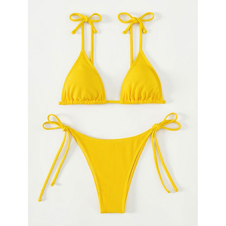 Dame triangel-bikini-sæt med snøreudskæring og høj benudskæring Skovae