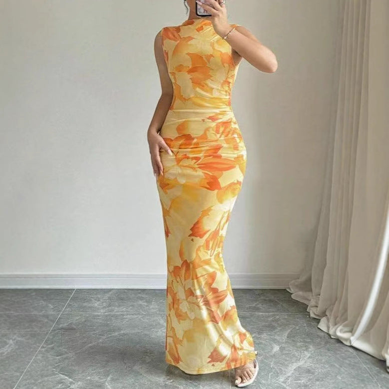 Dame maxikjole med elegant blomstret design og smal pasform Stilla