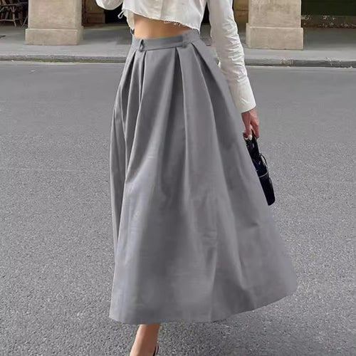 Dame Maxiskørt med elegant plissering og høj talje Stilla