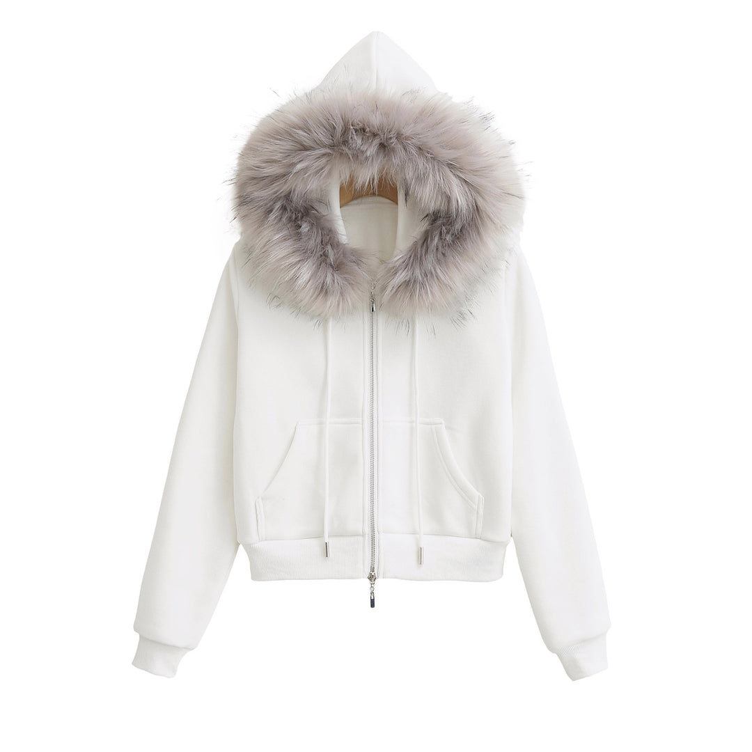 Dame Hoodie med aftagelig kunstpels og moderne snit Stilla