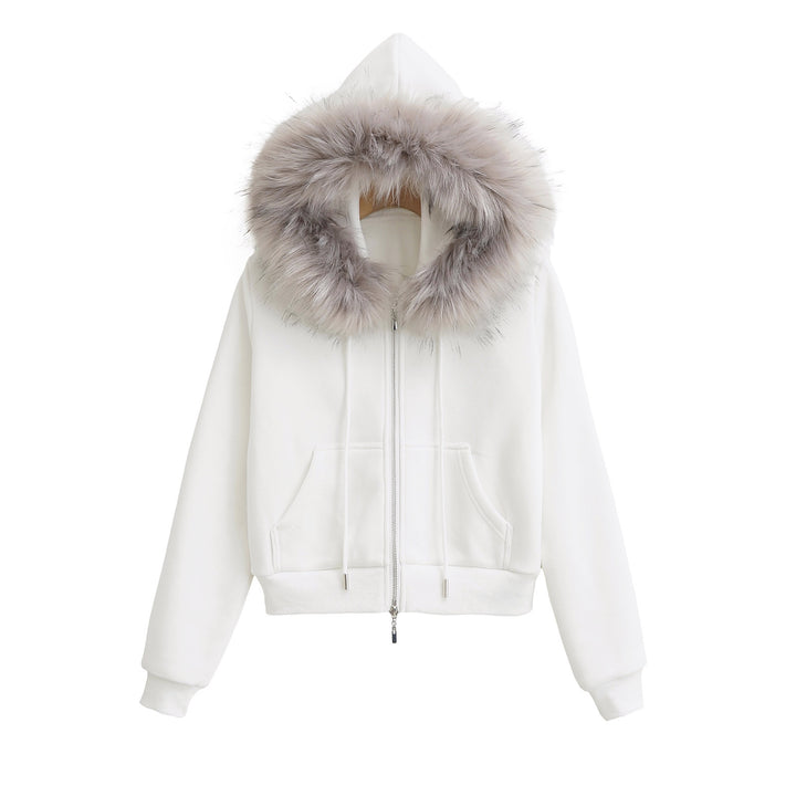 Dame Hoodie med aftagelig kunstpels og moderne snit Stilla