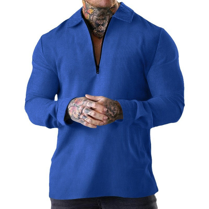 Herrer longsleeve med moderne ståkrave og lynlås Stilla