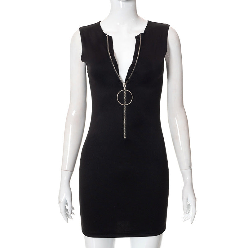 Femme Sleek Zip-Front Bodycon Kjole Stilla