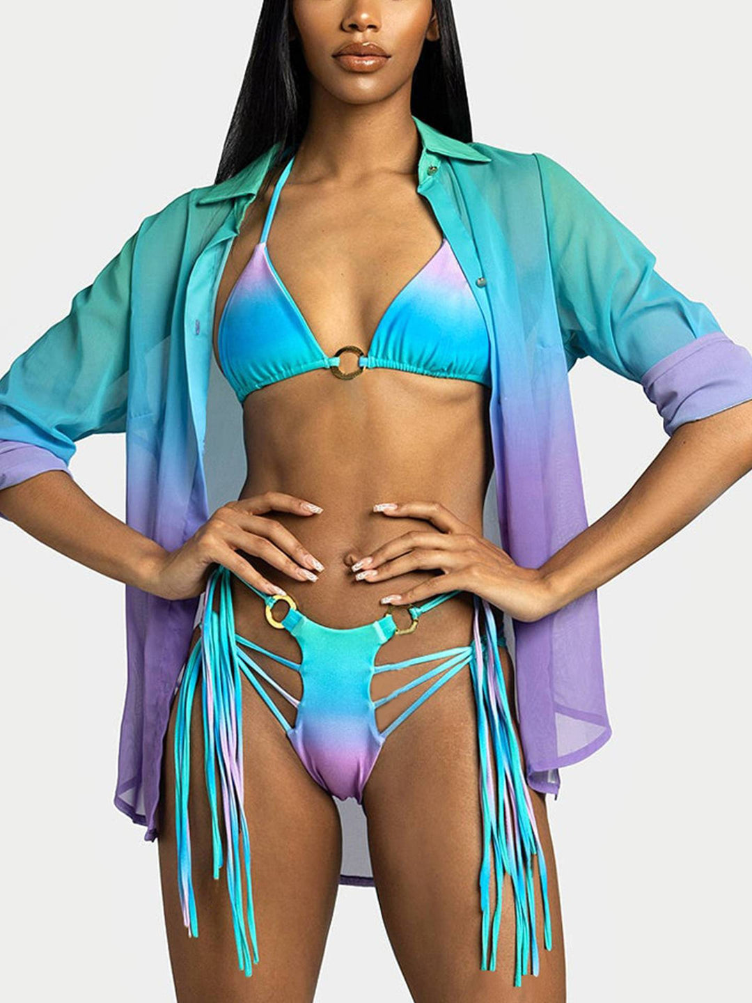 Dame Triangel-Bikini med unikt indpakningsdesign og fashionable rindetaljer Stilla