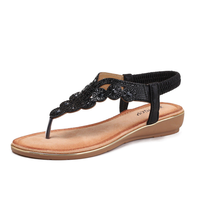 Dame flip-flops med glitrende smykkedetaljer og komfortabel fodseng Stilla