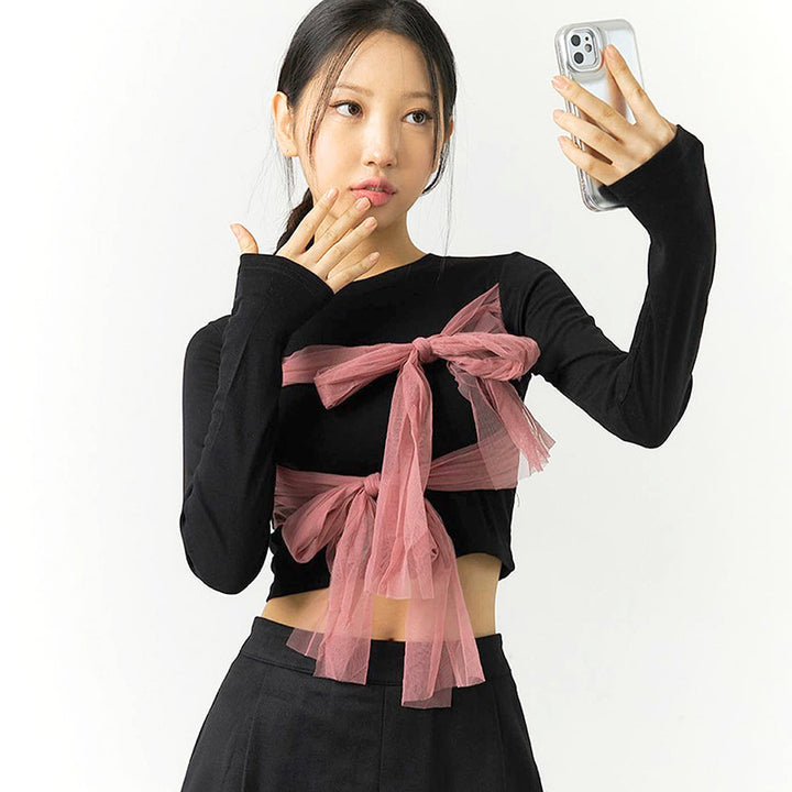 Femme Langærmet Nyhed Slips-Front Top Stilla