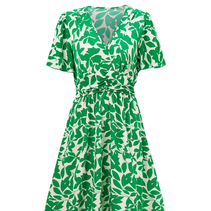 Dame maxikjole med blomstret print og figursyet design Stilla