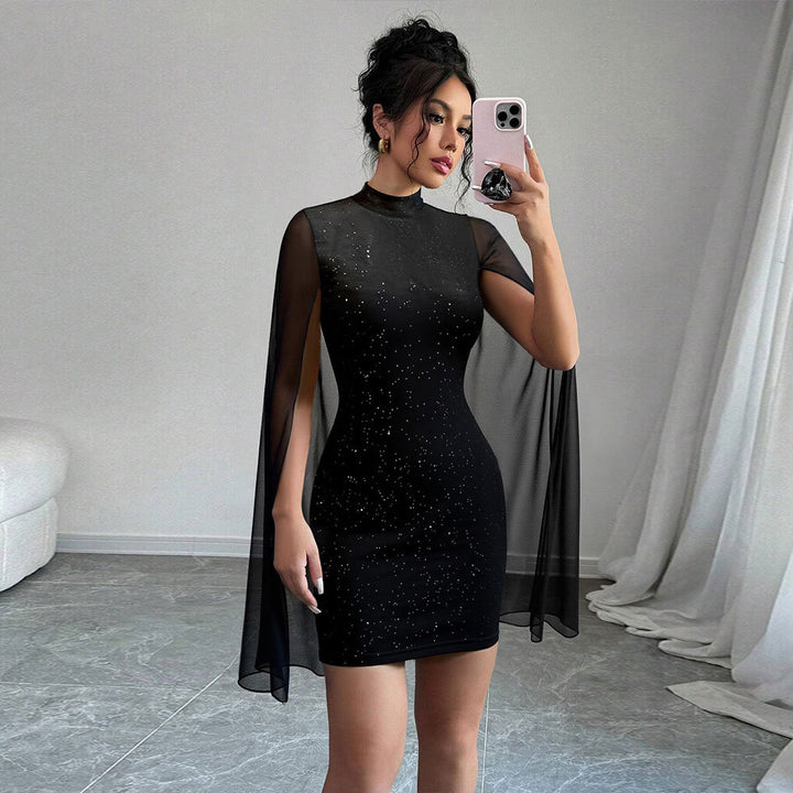 Damer cocktailkjole med transparente overlays og glimmer accenter Stilla