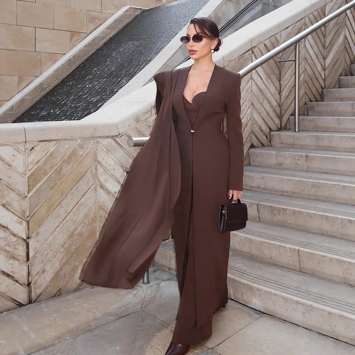 Dame elegant knælang Blazer-kjole Stilla