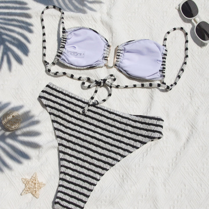 Dame bandeau-bikini med blomsterdetalje Stilla