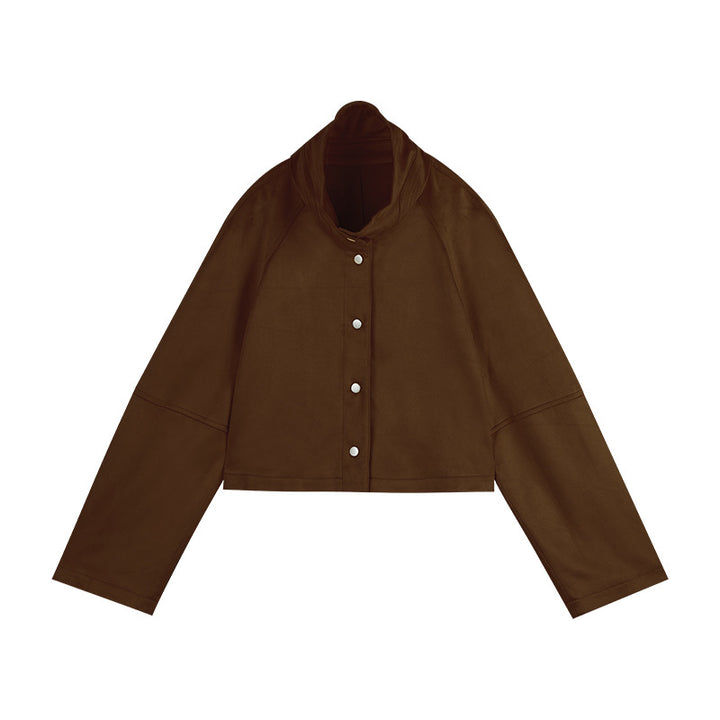 Dame cropped overgangsjakke med blødt materiale og elegant krave Stilla