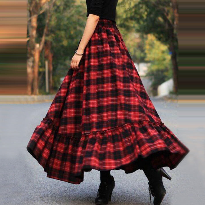 Dame Maxi Skirt med elegant kant og viskoseblanding Stilla
