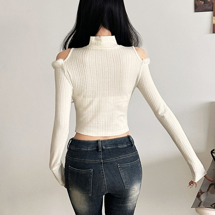 Dame Langærmet top med asymmetrisk design og fashions cut-outs Stilla