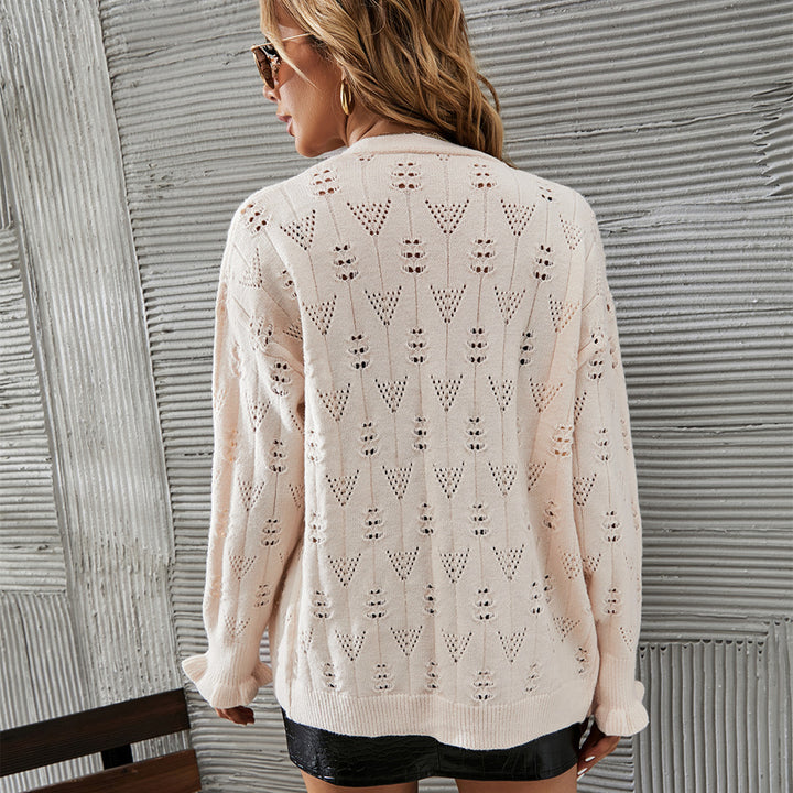 Kvinders cardigan med blonderdesign og knaplukning Stilla