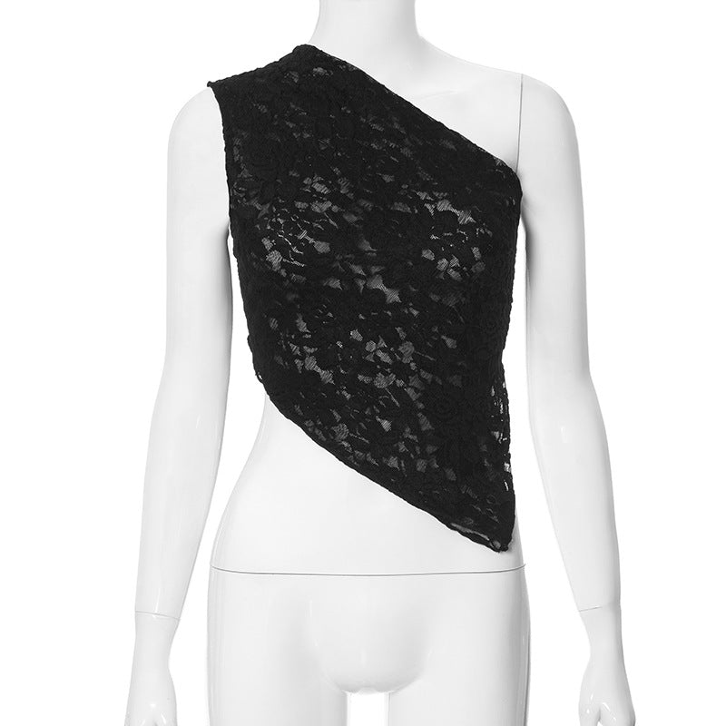 Femme asymmetrisk spidsetop Stilla