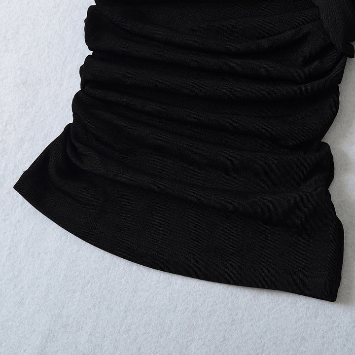 Dame asymmetrisk flæse top med elegant drapering detaljer Stilla