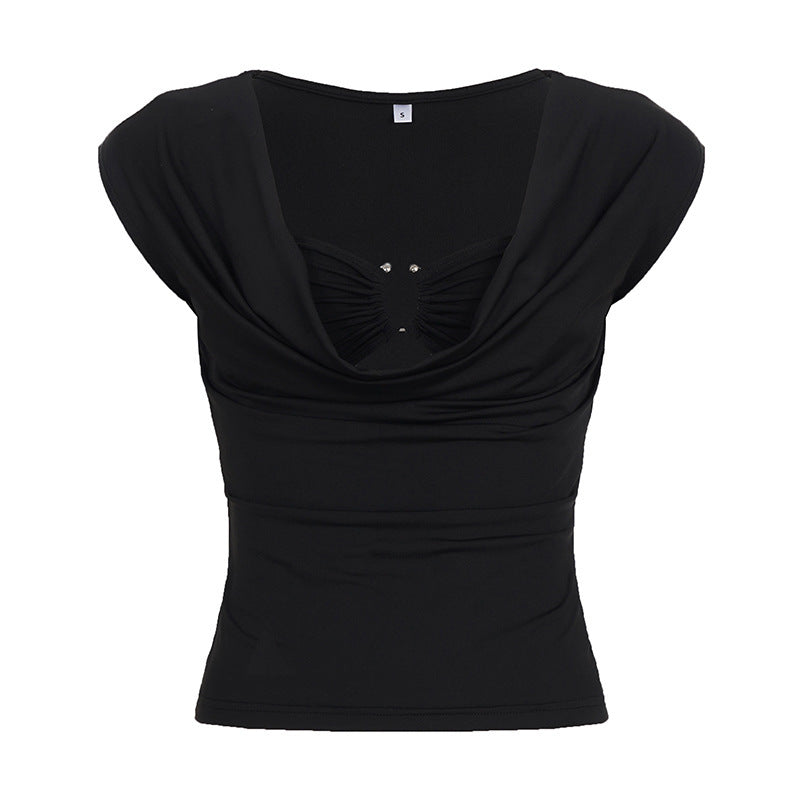 Dame stilfuld og raffineret top med drapering Skovae