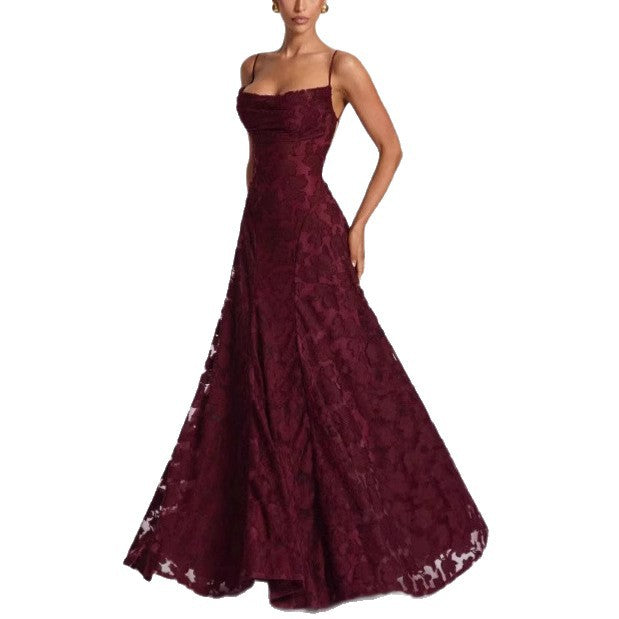 Femme Elegante Spids A-Linje Aftenkjole Stilla