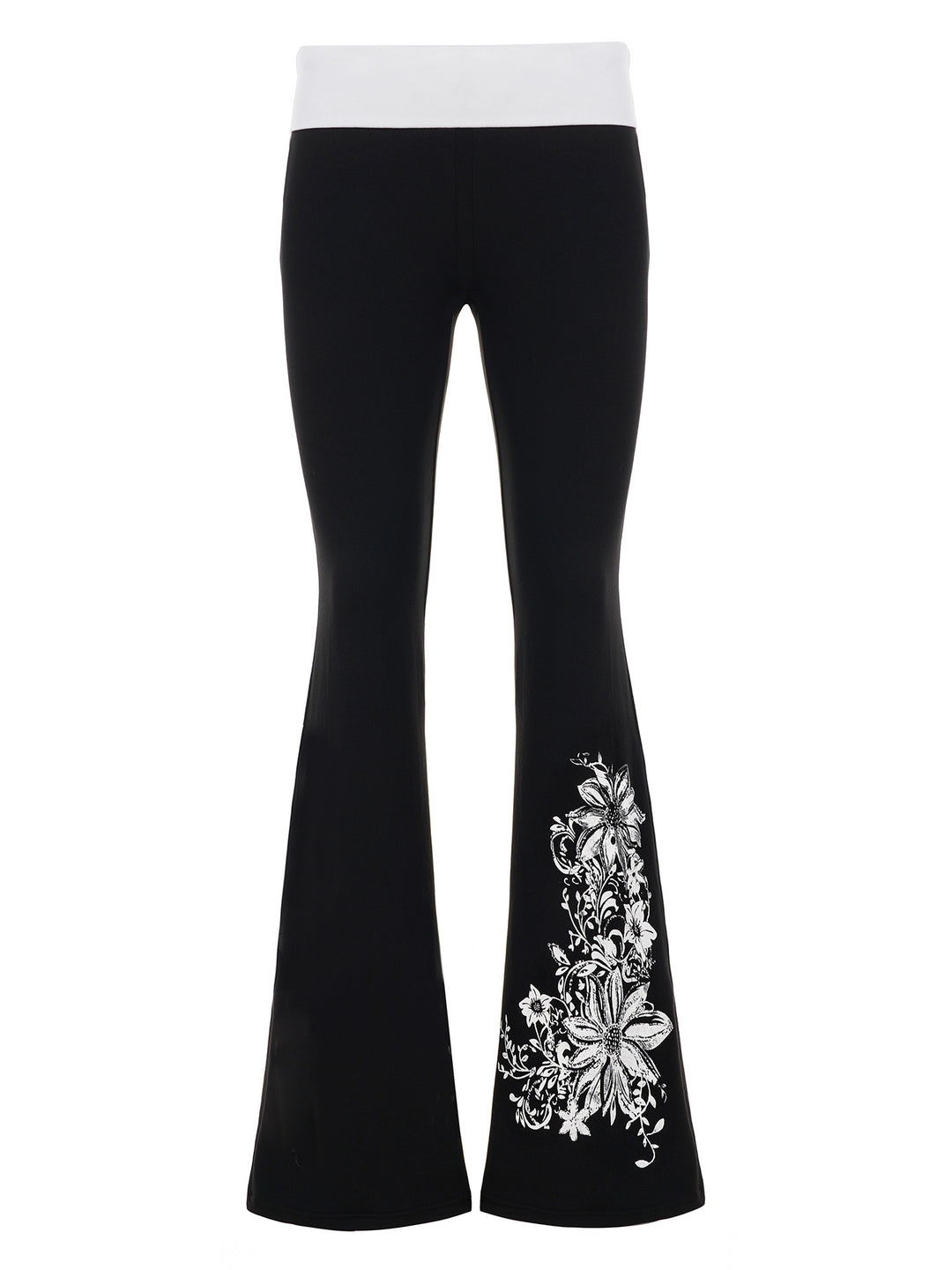 Dame Flared Leggings med blomstermønster Skovae