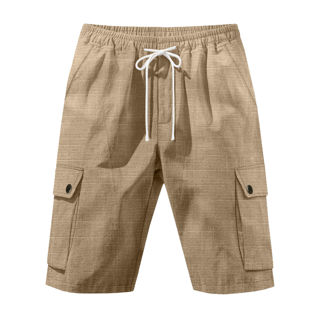 Herrer nan utilitariske cargo-shorts med elastisk talje, snoretræk og påsyede klaplommer Skovae