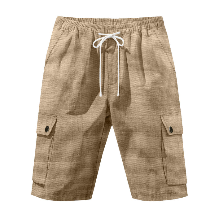 Herrer nan utilitariske cargo-shorts med elastisk talje, snoretræk og påsyede klaplommer Skovae