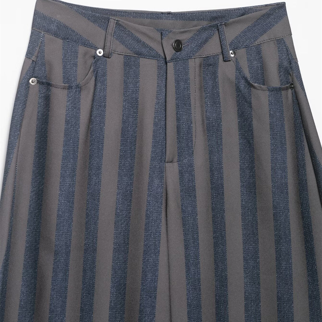 Dame bred High-Waist-bukser med stilfuldt stribemønster Skovae