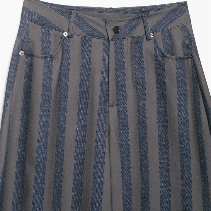 Dame bred High-Waist-bukser med stilfuldt stribemønster Skovae