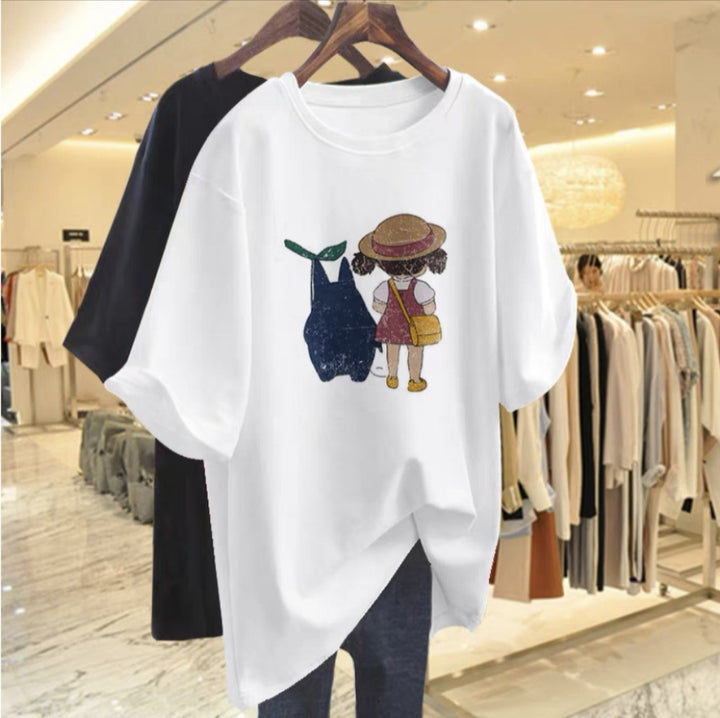 Dame T-Shirt med legende grafiktryk og afslappet snit Stilla
