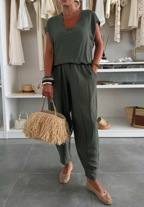 Kvinders afslappede jumpsuit med elastisk talje og lommer Stilla