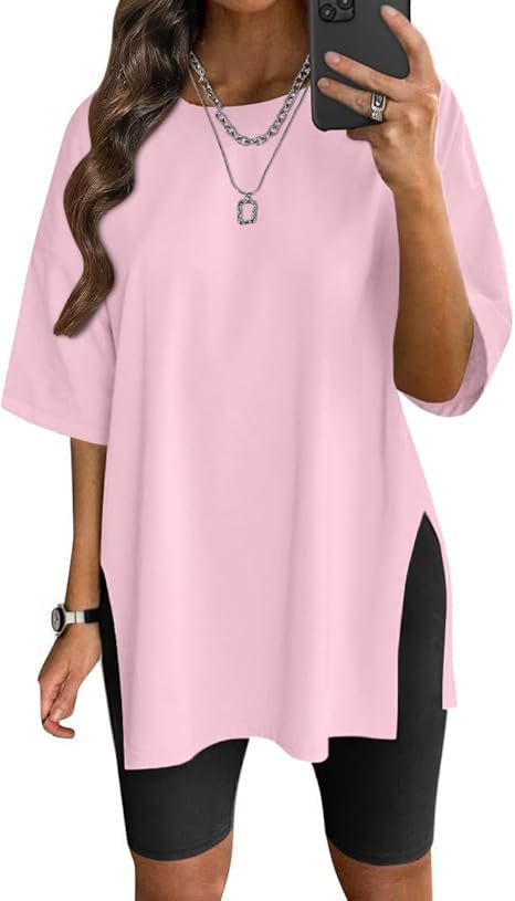 Dame Oversize T-shirt med sideslids Stilla