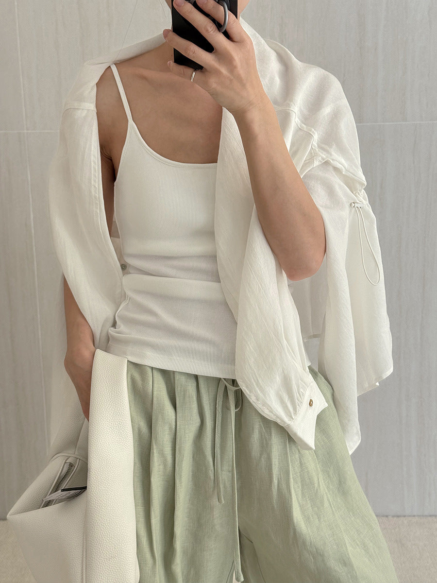 Dame Oversized Skjorte bluse i åndbart stof med stilfuld krave Stilla