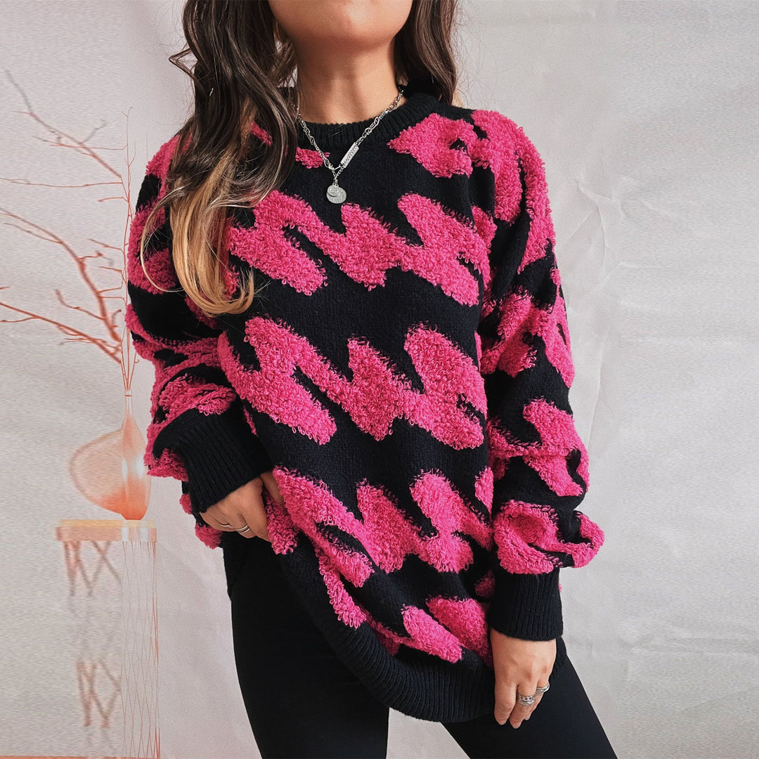 Kvinders fashionable sweater med tekstureret bølgemønster og oversized ærmer Stilla
