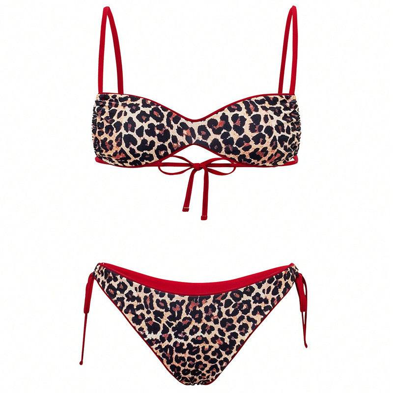 Dame Push-Up Bikini med detaljeret dyreprint og justerbare stropper Skovae