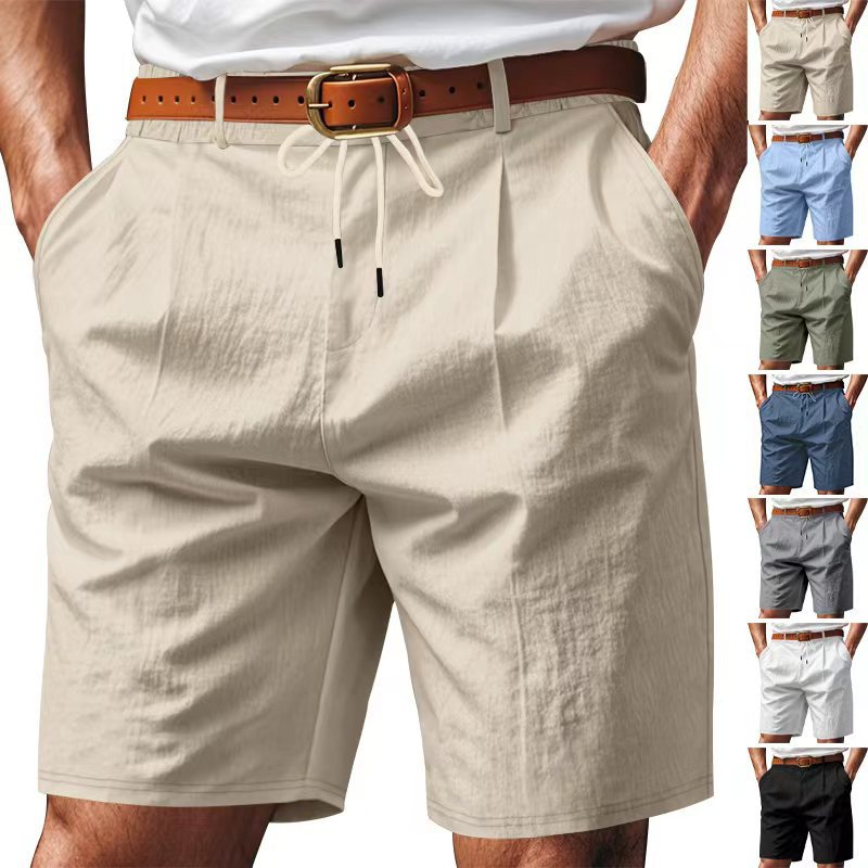 Herrer knæ-lange lette funktionelle shorts med elastisk talje, snortræk og dybe stiklommer Skovae