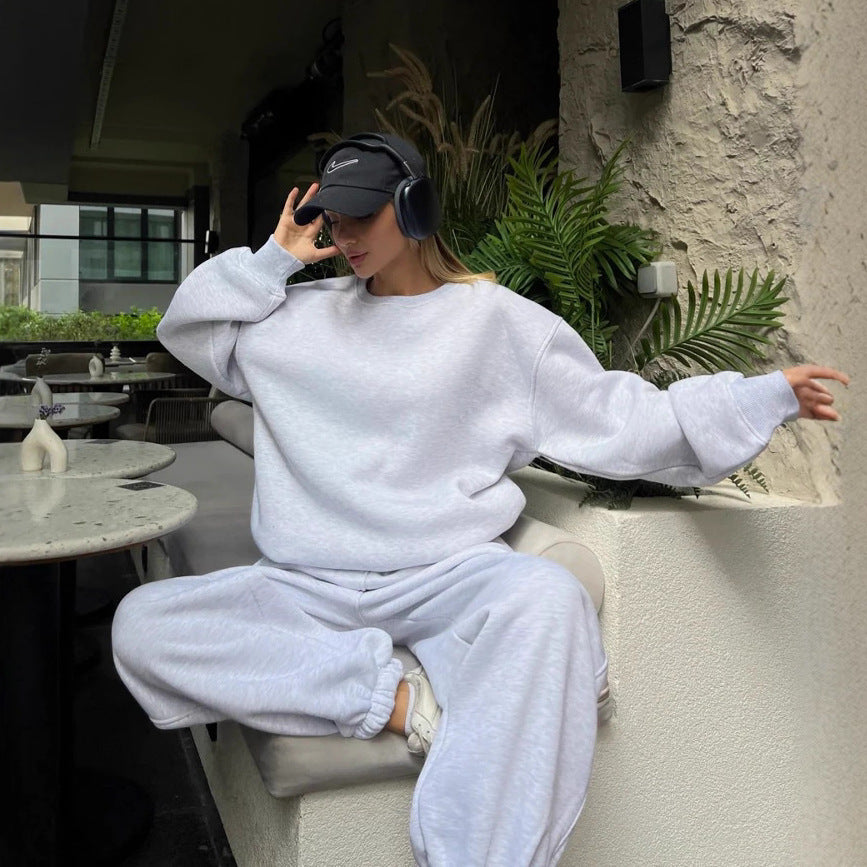 Kvinder casual fleece sweater og joggingbukser sæt Skovae