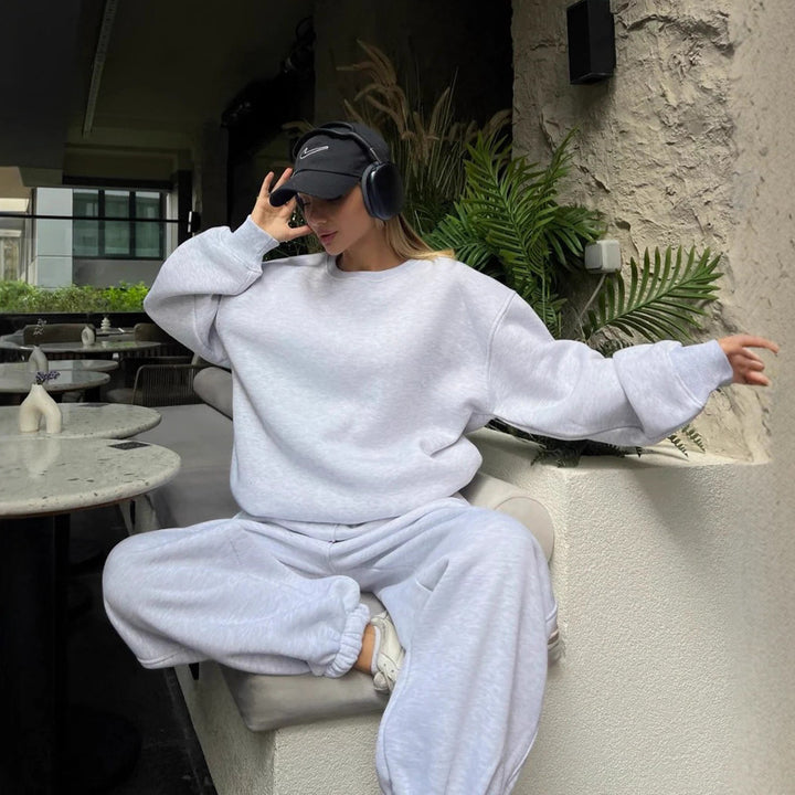 Kvinder casual fleece sweater og joggingbukser sæt Skovae