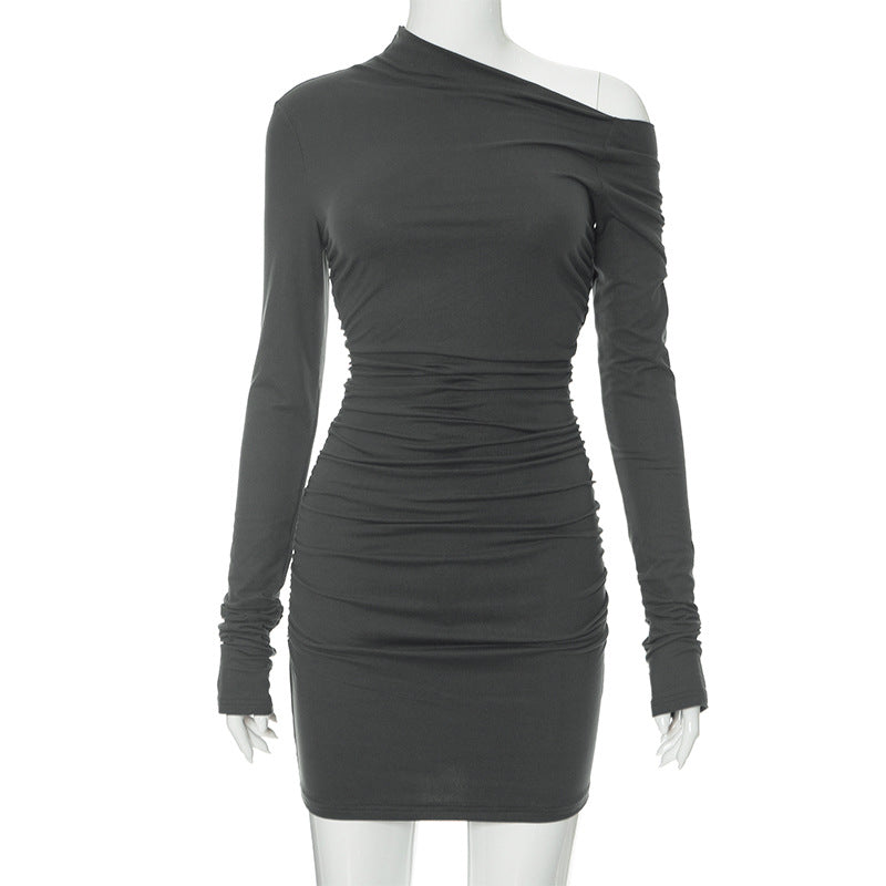 Femme One-Shoulder Drapering Bodycon Mini Kjole Stilla