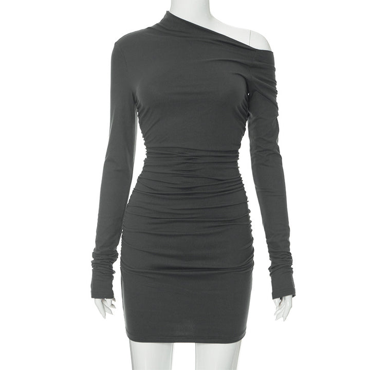 Femme One-Shoulder Drapering Bodycon Mini Kjole Stilla