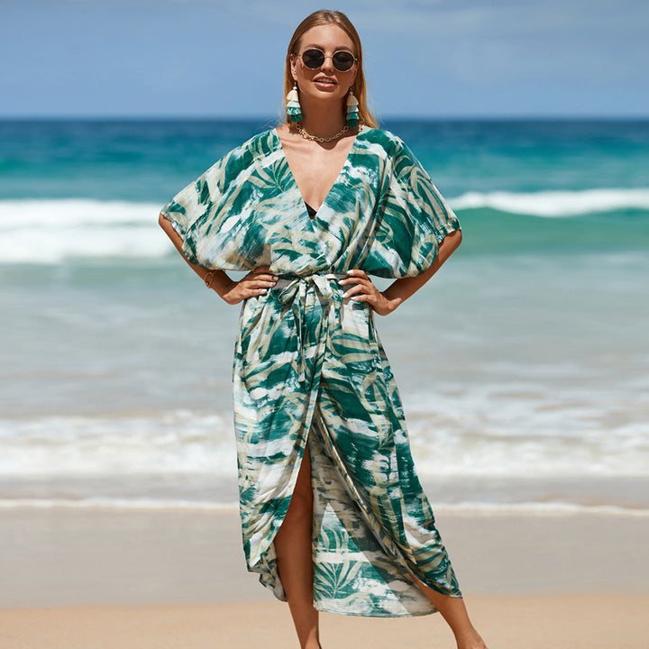 Dame Floral Print Strandovergang Kjole Stilla